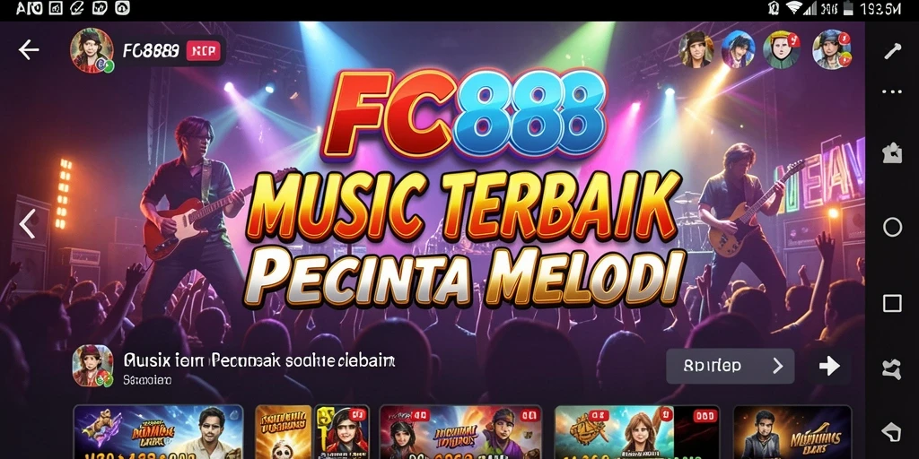 Screenshot FC888 menampilkan gameplay seru dengan berbagai lagu.