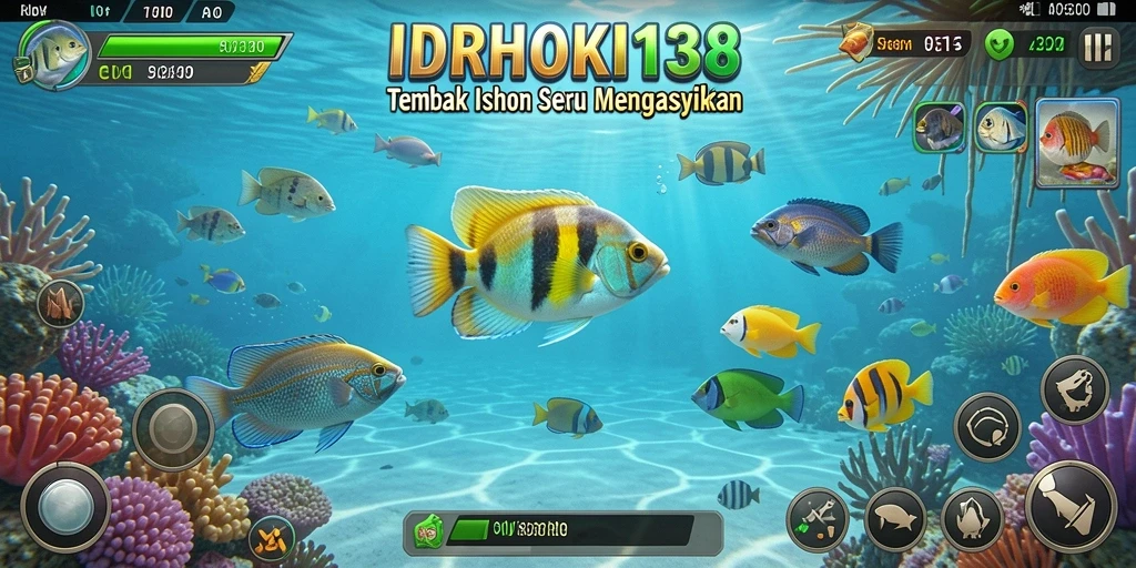 Tampilan gameplay seru di IDRHOKI138 dengan aksi tembak ikan.