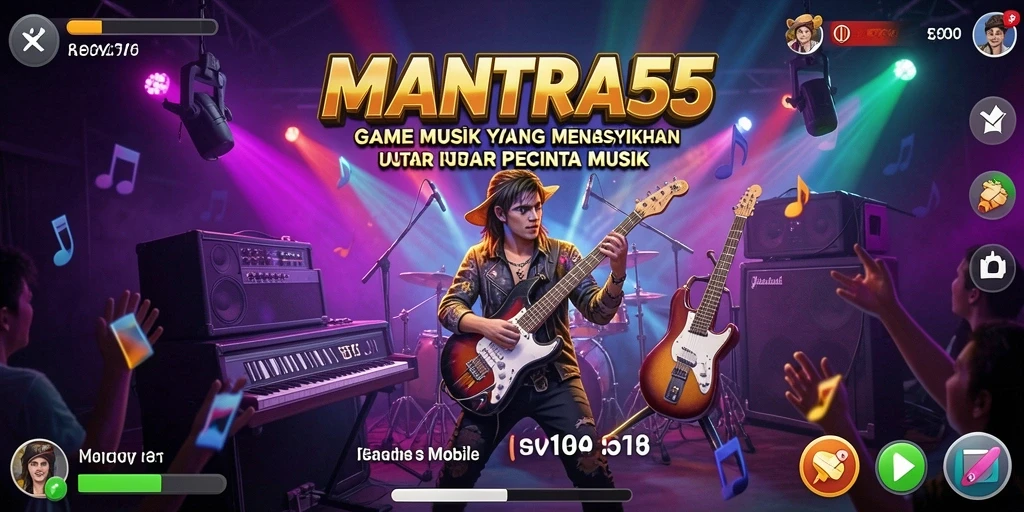 Screenshot gameplay MANTRA55 menampilkan interaksi musik yang menarik.