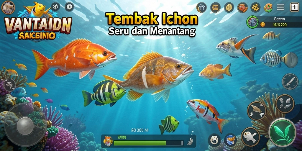 Screenshot gameplay VANTAIDN menampilkan aksi menembak ikan yang seru.